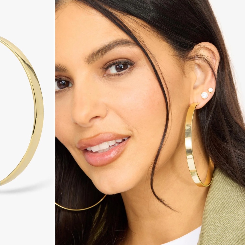 Melinda Maria Gold Atlas Hoop Earrings - Picture 5 of 5